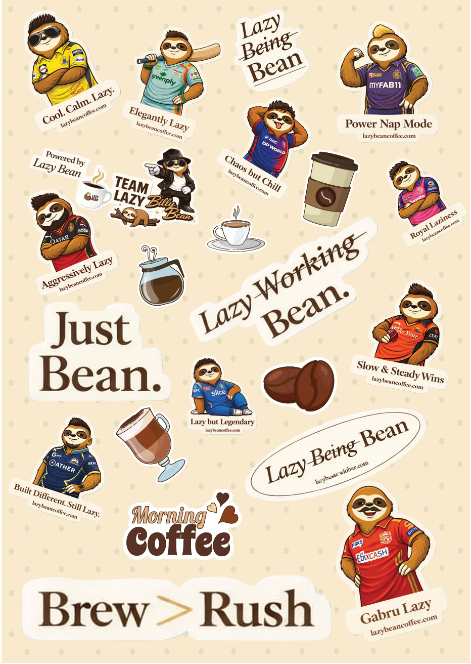 Lazy Bean Coffee - Pack Of 4 with Free Mug (worth 249/-) and Free Stickers