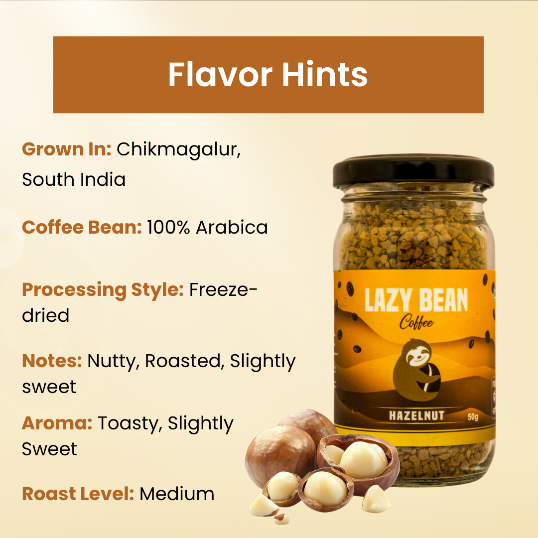 Lazy Bean Hazelnut Flavoured Instant Coffee (50g)