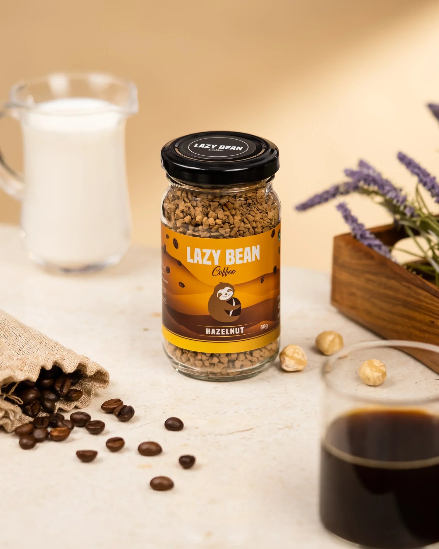 Lazy Bean Hazelnut Flavoured Instant Coffee (50g)