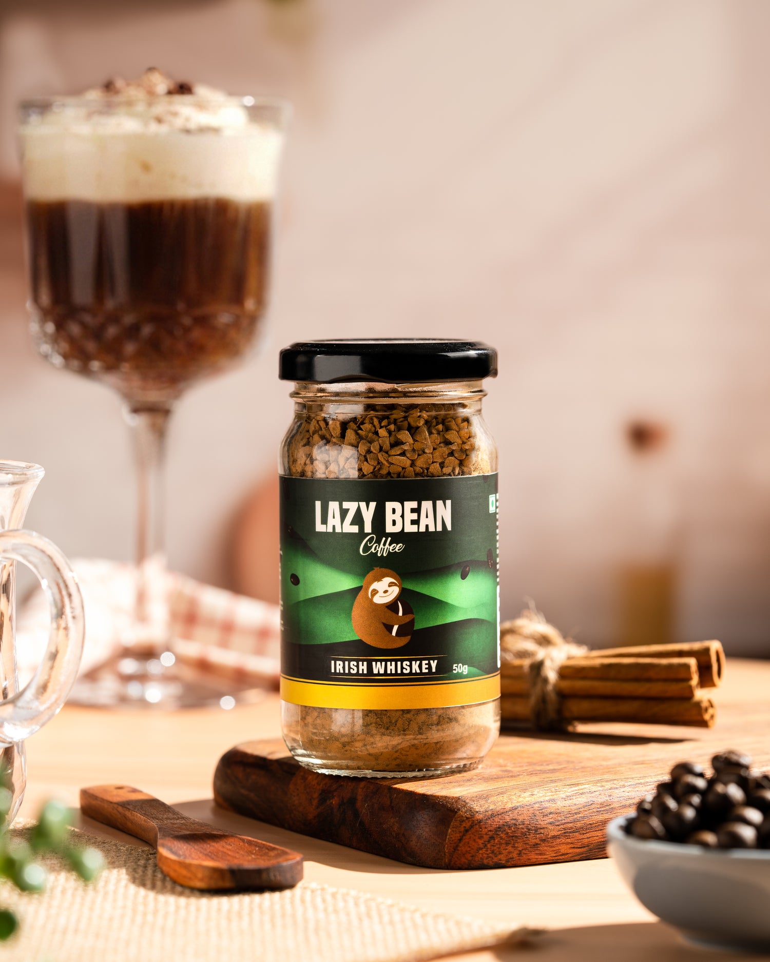 Lazy Bean Irish Whiskey Flavoured Instant Coffee (50g)